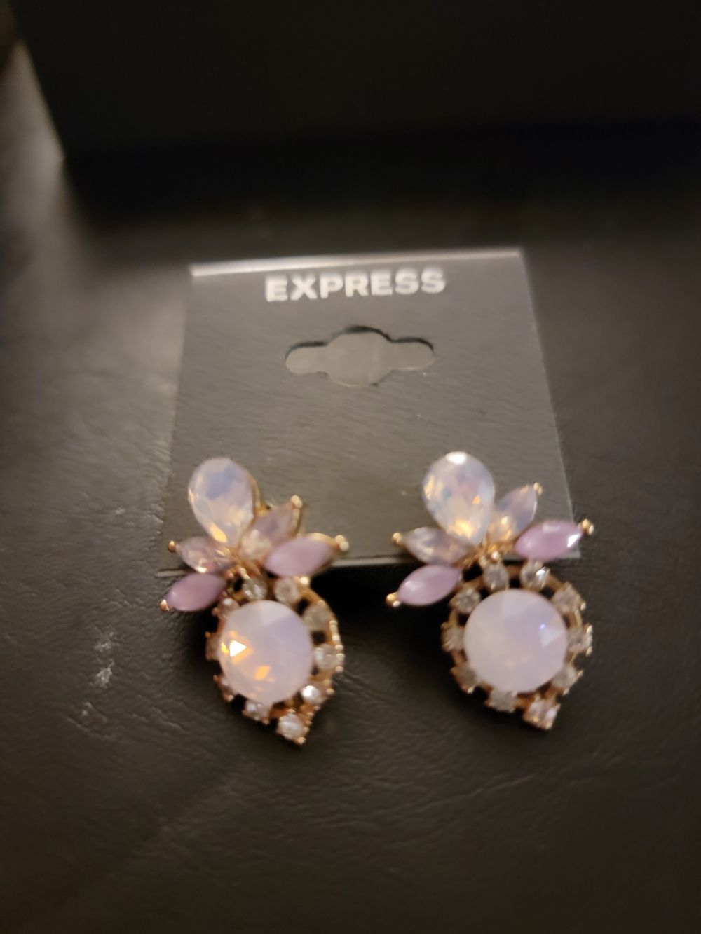 Express Gold-Tone Opalescent and Lavender Drop Earrings